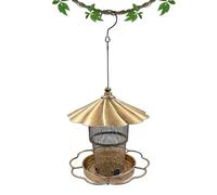 Bird Feeders Outdoors, Squirrel Proof Metal Feeder, Large Capacity Hangable Bird Feeder With Roof, Heavy Duty Outdoor, Backyard Garden Patio Balcony Accessory, Ideal For Feeding Wild Birds