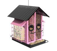 Bird Feeders Squirrel Proof - Bird Feeders for Outdoors | Metal Acrylic Small Birds Feeder with Double Roof | Weather Resistant Backyard Birding Supplies for Garden, Backyard