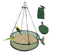 Bird Feeding Tray - Outdoor Seed Catcher, Bird Seeding Catcher Tray with Space-Saving Design | Outdoor Birds Feeder Hoop Holder for Driveway, Balcony, Patio | Hanging Birds Food Net Bag,