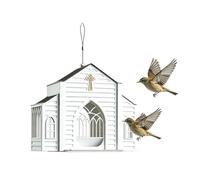 Bird House Feeder, House Shape Metal Large Capacity Feeder, Retro Wild Bird Feeding Station, Weather Resistant Hanging Feeders With Easy Refill Design For Garden Backyard Lawn Tree Branch Feeding Use