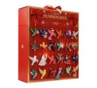 Bird Ornaments Calendar - 24 Day Holiday Decor | Acrylic 2D Hummingbird Pieces, Christmas Display for Desk, Garden, Office, School, Home, Car, Room, Party Setup