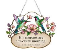 Bird Suncatcher, Stained Glass Songbird Decor, Bible Verse Window Hanging