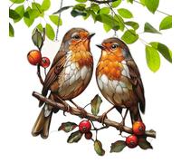 Bird Suncatchers, Birds on Branch Acrylic Window Panel, Multicolor Hanging Ornament 7.87x7.87 Inches, Vibrant Decorative Accent, Light Catcher for Home Patio Garden Decor