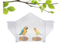 Bird Window Feeder, Clear Acrylic Horizontal Bird Feeders, 13.39x8.07x4.09 inches Adorable Squirrel Proof Design Pet Food Storage Supplies for Macaws Sparrows