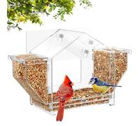 Bird Window Feeder, Clear Parrot Feeder, Spacious Feeding House, 34x20.5x10.4cm, Acrylic Design, for Macaws, Sparrows, Parakeets, Backyard Birdwatching, Outdoor Pet Nutrition