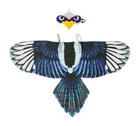 Bird Wings Costume For Kids - Chiffon Fabric 118x65cm | Dress Up Cape With Adjustable Shoulder Straps | Owl Eagle Masquerade Outfit With Facepiece For Boys Girls Ages 3 To 8 Halloween Party Play