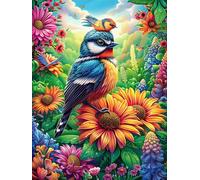 Bird with A Tiny Friend on A Sunflower Rompicapo 1000 Pezzi Difficili 3D Cartone Rigido Resistente Tema Architettura Fairy Tale Scenery Cartoon Per Esperti Per Decorazione E Collezione Qualità Museale