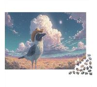 Bird with Cowboy Hat in Desert Wildlife Puzzle 1000 Pezzi - Ragazzi E Per Adulti, Rilassamento E Gioco Familiare Per Ideale, Parete Da Decorazione O Regalo 52x38cm/1000pcs