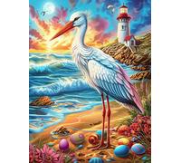 Bird with Long Legs on A Tropical Beach Puzzle 1000 Pezzi Rompicapo Per Team Building Science Fiction Magical Dream Attività Di Gruppo Collaborazione E Divertimento Regalo Festa Aziendale 1000 PCS
