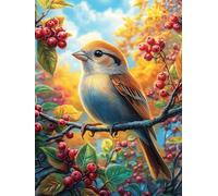 Bird with Red Berries on A Branch Puzzle 300 Pezzi Rompicapo Intelligente Educativo Scenery Science Fiction Sfida Logica Per Adulti Idea Regalo Festa Aziendale Per Dipendenti 300 PCS