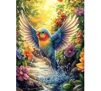 Bird with Spread Wings in A Flower Garden Rompicapo 500 Pezzi Per Creatività Bambini Scenery Science Fiction Cartone Spesso Tema Fantasy Per Passatempo Creativo Attività Educativa Con Poster Incluso
