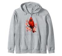 Birder Rosso Cardinale Rosso Geometrico Basso Poli Fiore Sakura Felpa con Cappuccio