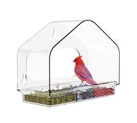 BirdFeeder Window - Mangiatoia per in acrilico, 25 x 11 x 16,7 cm, trasparente, con ventose, per interni ed esterni, patio, giardino, cortile, regalo per amanti degli, amici, familiari