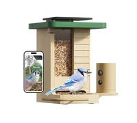 Birdfy Mangiatoia intelligente per uccelli con telecamera a energia solare, video al rallentatore e visione notturna, AI identifica oltre 6000 specie senza vita, ideale per birdwatching all'aperto e