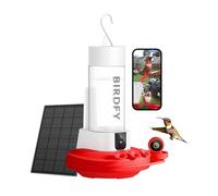 Birdfy Mangiatoia per colibrì con doppia telecamera, 2K HD, telecamere intelligenti ad energia solare, video ravvicinato per uccelli, osservazione dal vivo e notifiche istantanee, fossato di formiche