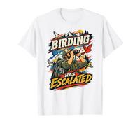 Birding ha Aumentato Il binocolo Birdwatching Amante degli Uccelli Maglietta