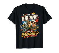 Birding ha Aumentato Il binocolo Birdwatching Amante degli Uccelli Maglietta