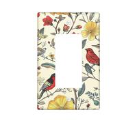 Birds and Bloom - Piastra protettiva per interruttore, motivo giardino primaverile, accenti da parete botanici, piastre da parete termoplastiche, misura universale