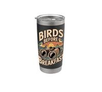Birds Before Breakfast birdwatching ironico Bicchiere termico in acciaio inox doppia parete