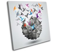 Birds Geometric Colourful Abstract SINGLE TELA parete arte foto stampa