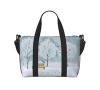 Birds in the Park On A Snowy Day Borsa a tracolla portatile Borsa da viaggio Borsa a tracolla singola Borsa sportiva e fitness Borsa da viaggio, Nero , Taglia unica