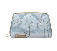 Birds in the Park On A Snowy Day Leather Handheld Zipper Makeup Bag Organizer Portafoglio Grande Capacità Viaggio Makeup Bag Articoli da toeletta, bianco, Taglia unica
