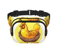 Bird's Nest Golden Chicken Pattern trendy trendy marsupio unisex viaggio sport messenger bag, nero, taglia unica