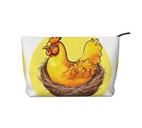 Bird's Nest Golden Chicken Velluto a coste Trousse per trucchi - Versatile astuccio cosmetico con cerniera per uso quotidiano e organizer da viaggio, Nero , Taglia unica