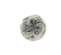 Bird's Nest Shaped Retractable Wavy Curly Hairs Messy Bun Hair Piece Synthetic Fluffy Chignon Bun Extensions for Women Girls Ponytail Extensions (Grey + White)