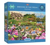 Birdsong by the Stream, Puzzle da 1000 pezzi, uccelli da giardino britannici, puzzle sostenibile per adulti, cartone riciclato al 100% di alta qualità, ottimo regalo per adulti, Gibsons Games