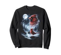 Birdwatcher retrò Red Cardinal Bird Che Ulula alla Luna degli Anni '90 Felpa