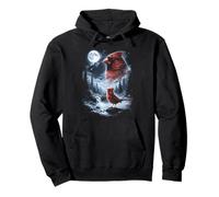 Birdwatcher retrò Red Cardinal Bird Che Ulula alla Luna degli Anni '90 Felpa con Cappuccio