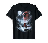 Birdwatcher retrò Red Cardinal Bird Che Ulula alla Luna degli Anni '90 Maglietta