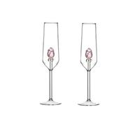 birene Bicchiere di champagne Bicchieri da champagne rosa con piede alto 2 pezzi, flute da champagne con un bicchiere da 9,47 once