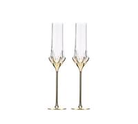 birene Bicchiere di champagne Flute da champagne con gambo dorato, bicchieri di cristallo da 2 pezzi Capacità 4,73 once