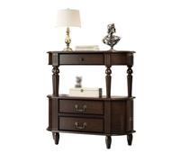 birene Consolle da fattoria con 3 cassetti, tavolo da ingresso in legno rustico(Black,L)