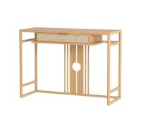 birene Consolle in legno Boho con cassetti in rattan, tavolino da ingresso stretto, facile da montare(Natural,M)