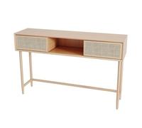 birene Consolle in rattan con 2 cassetti, tavolino stretto in legno for soggiorno(L)