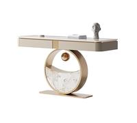 birene Consolle moderna con cassetto, tavolo d'ingresso in finto marmo da 47", base rotonda(Gold)