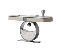 birene Consolle moderna con cassetto, tavolo d'ingresso in finto marmo da 47", base rotonda(Gray)