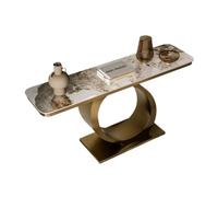 birene Consolle moderna in finto marmo con base rotonda for soggiorno(Gold,L)