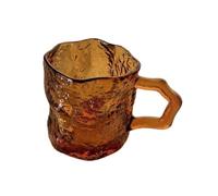 birene Coppa di vetro Bicchiere da 7 Oz con texture Glacier, tazze in vetro trasparente massiccio con manico(Amber)