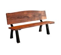 birene Panca da esterno Panchina da esterno, sedia da giardino con schienale in alluminio pressofuso, legno resistente alle intemperie Panca da patio(Brown,120cm)