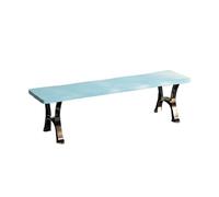 birene Panca da esterno Panchina da esterno, sedia da giardino con schienale in alluminio pressofuso, legno resistente alle intemperie Panca da patio(Blue,150cm)