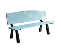 birene Panca da esterno Panchina da esterno, sedia da giardino con schienale in alluminio pressofuso, legno resistente alle intemperie Panca da patio(Blue,150cm)