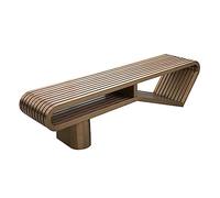birene Panca da Esterno Panchina da Giardino Resistente in Acciaio Inossidabile Senza Schienale, Panca da Esterno for 3 Persone Elettroplaccata in Oro Rosa, 70,8"L × 17,7"M × 17,7"H