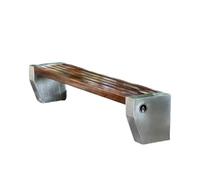 birene Panca da esterno Panchina da parco in legno e acciaio inossidabile - Panchina da giardino for esterni in teak resistente Panca da patio(L)