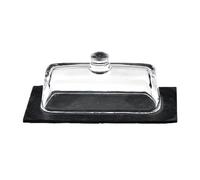 birene Piatto di burro Scatola for burro con base in roccia, coperchio in vetro, for frutta e verdura, copertura for dessert, formaggio da cucina