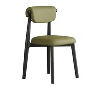 birene Sedie da pranzo Sedia da pranzo minimalista in legno massello con schienale in vera pelle Sedie da cucina e da sala da pranzo(Green)