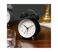 birene Sveglia Sveglia a Doppia Campana da 3 Pollici Ultra silenziosa Senza ticchettio con retroilluminazione, Senza Snooze, for Camera da Letto, suoneria Forte for Chi ha Il Sonno Pesante(Black)